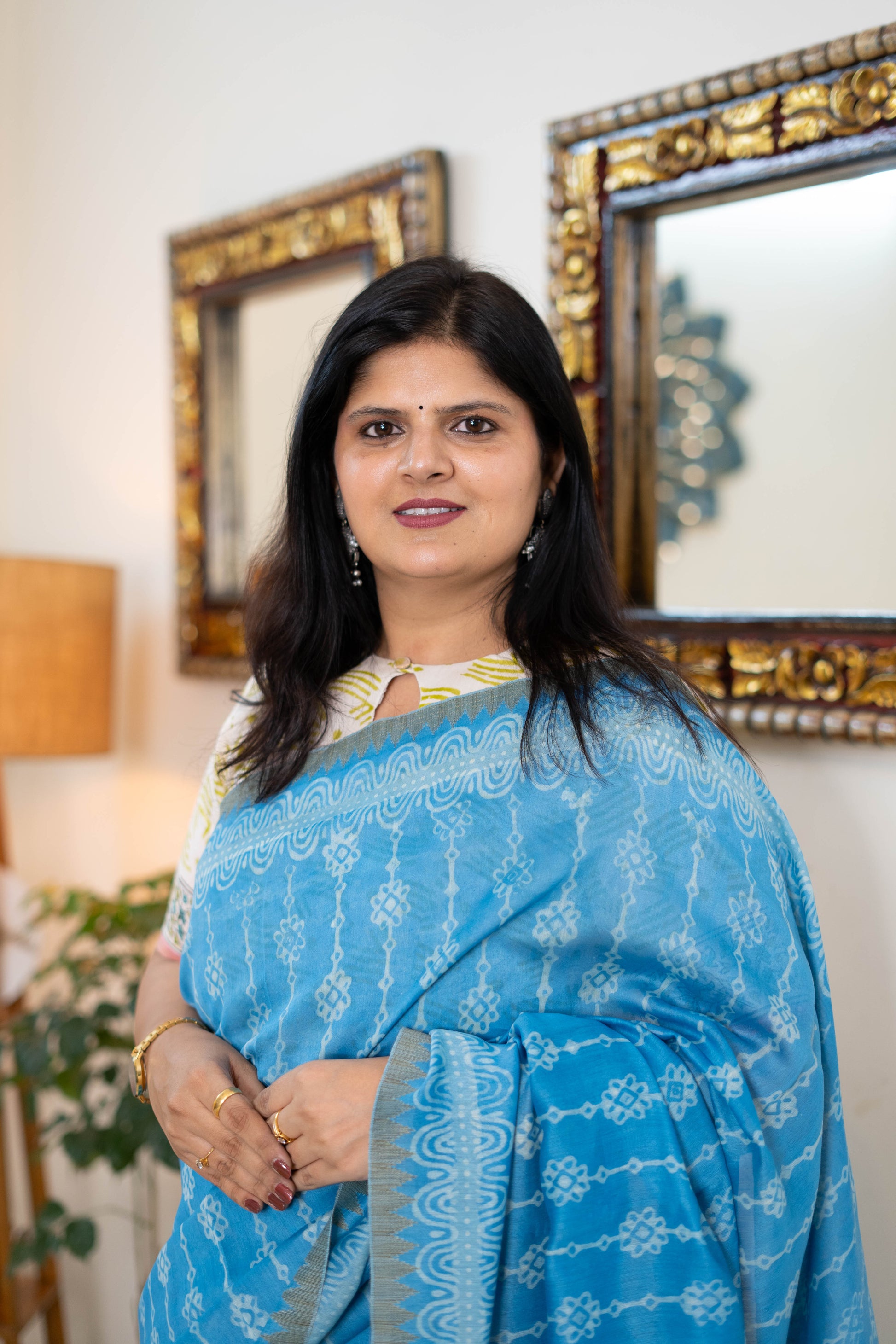 Elegant Chanderi Silk Saree in Light Blue with Abstract Patterns