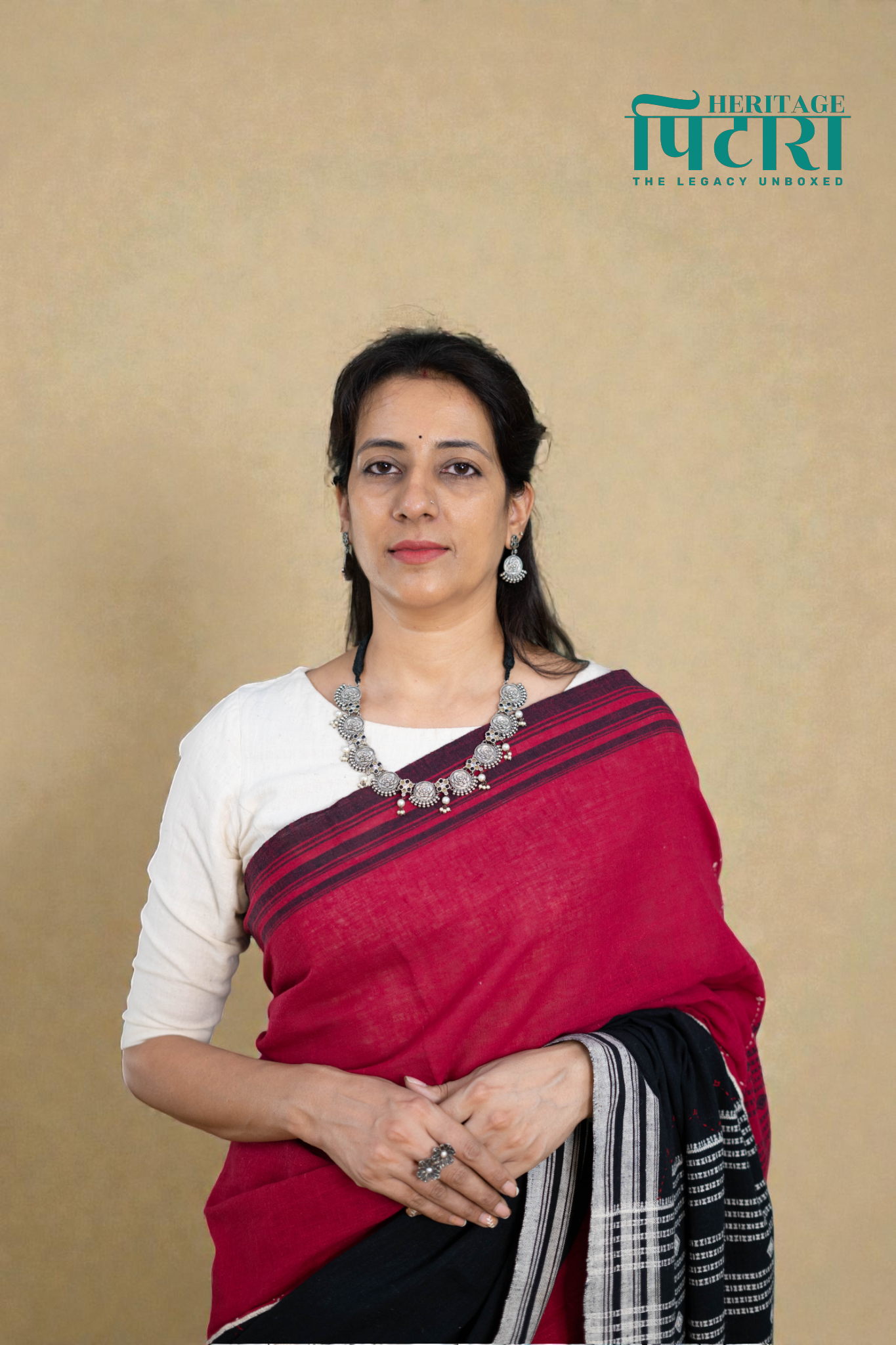 Handwoven Kala Cotton Saree in Black and Red Contrast