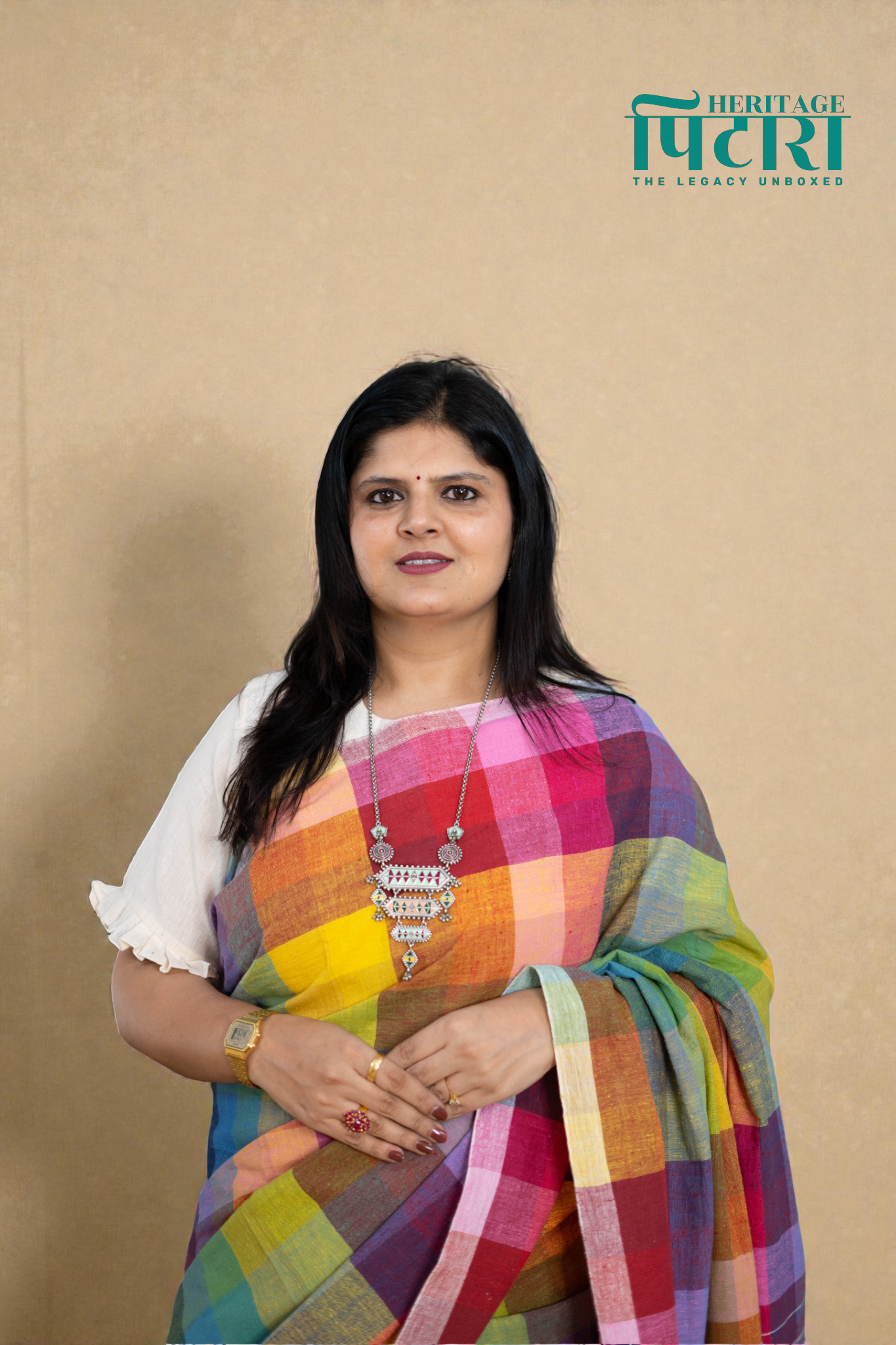 Handwoven Multicolor Checkered Kala Cotton Saree