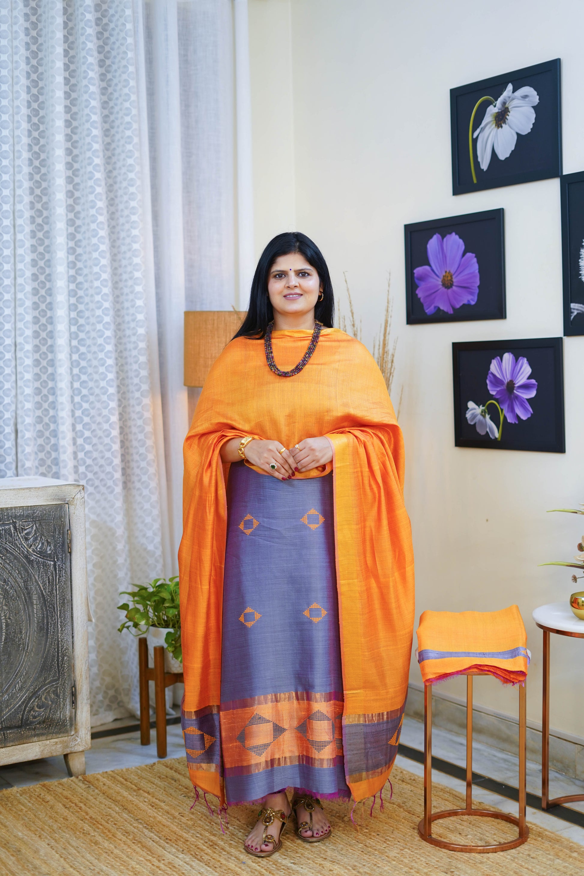 Heritage Pitara Orange and Purple Ethnic Suit