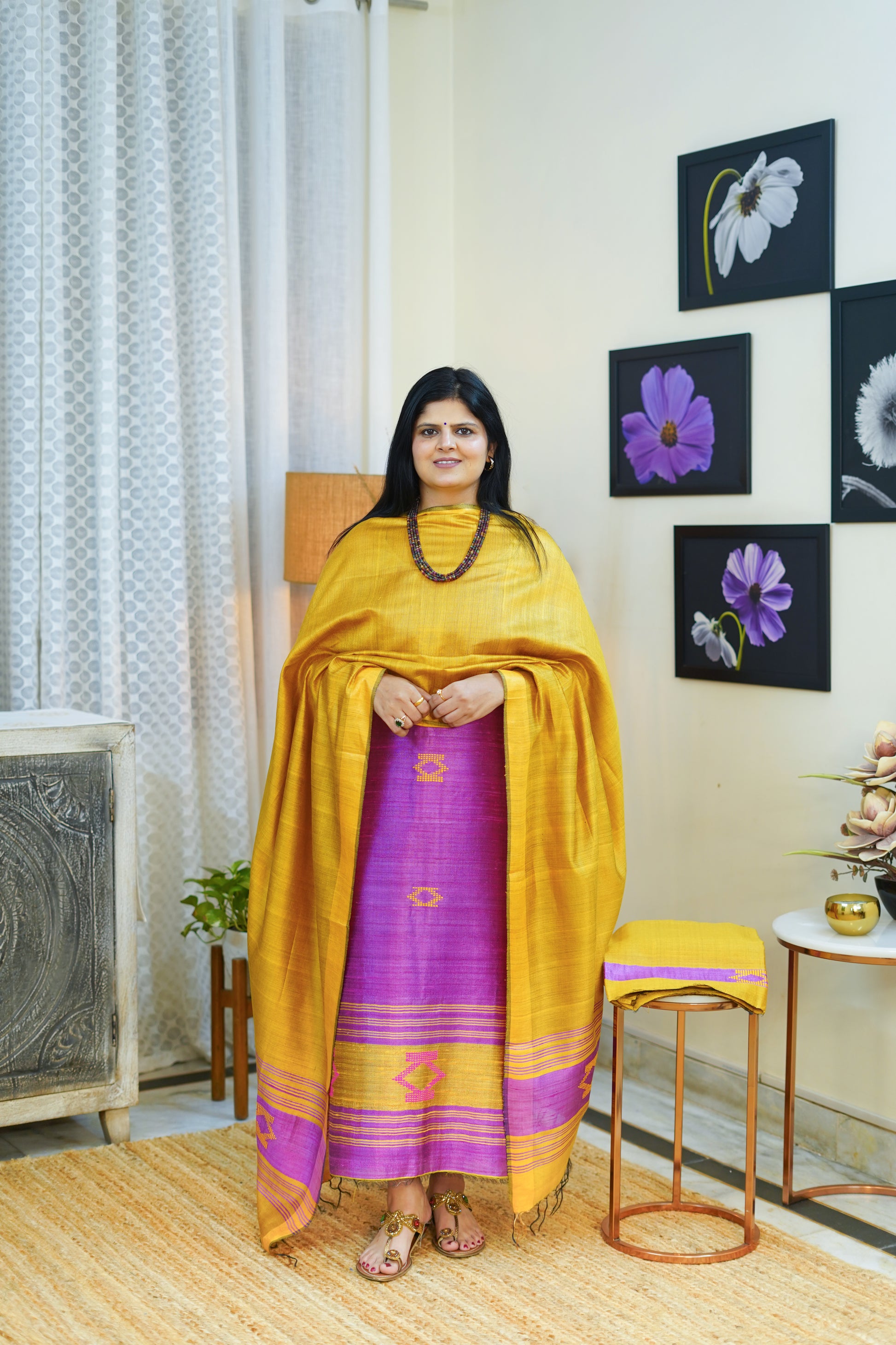Heritage Pitara Yellow and Purple Ethnic Suit