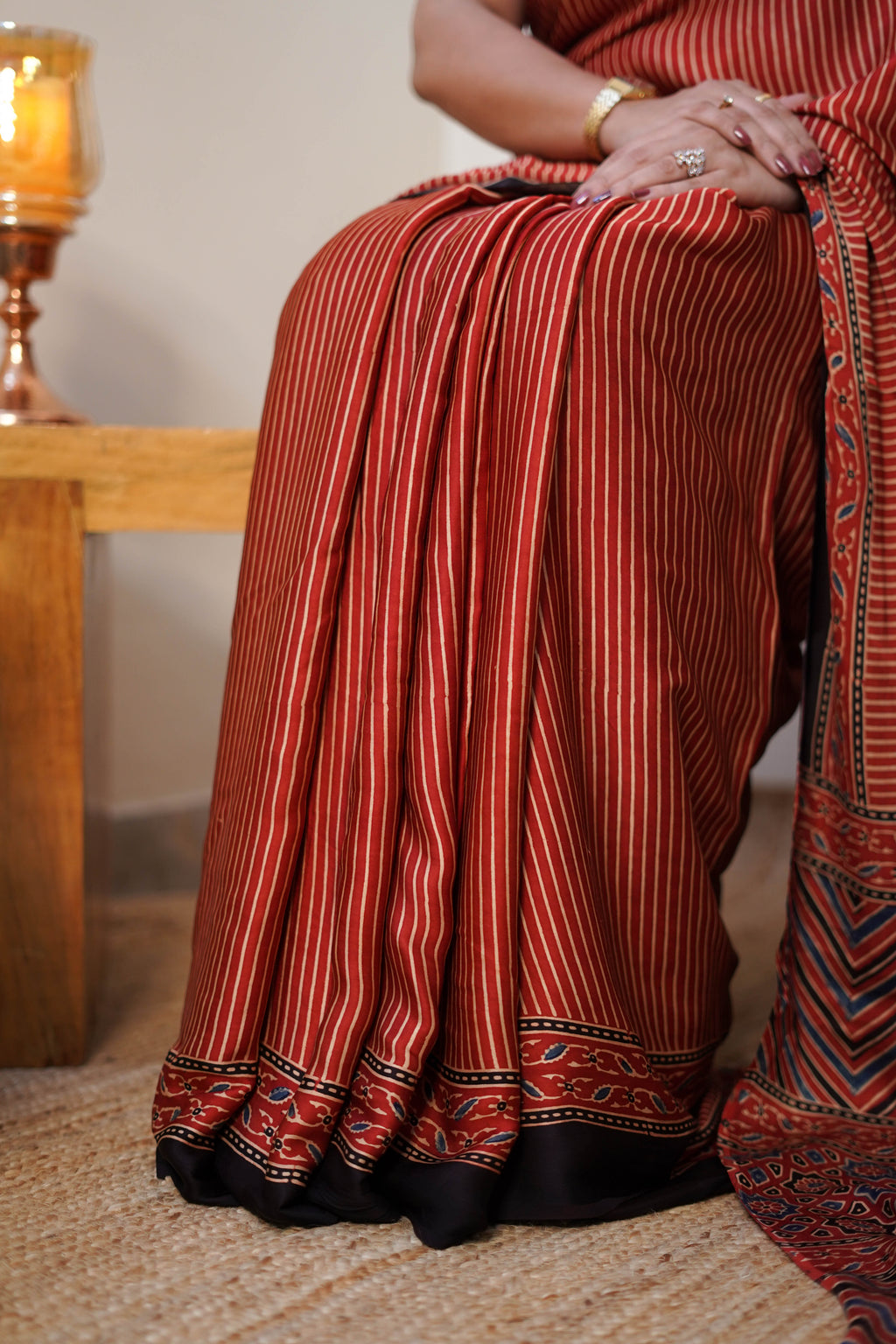Rust Stripes Modal Saree