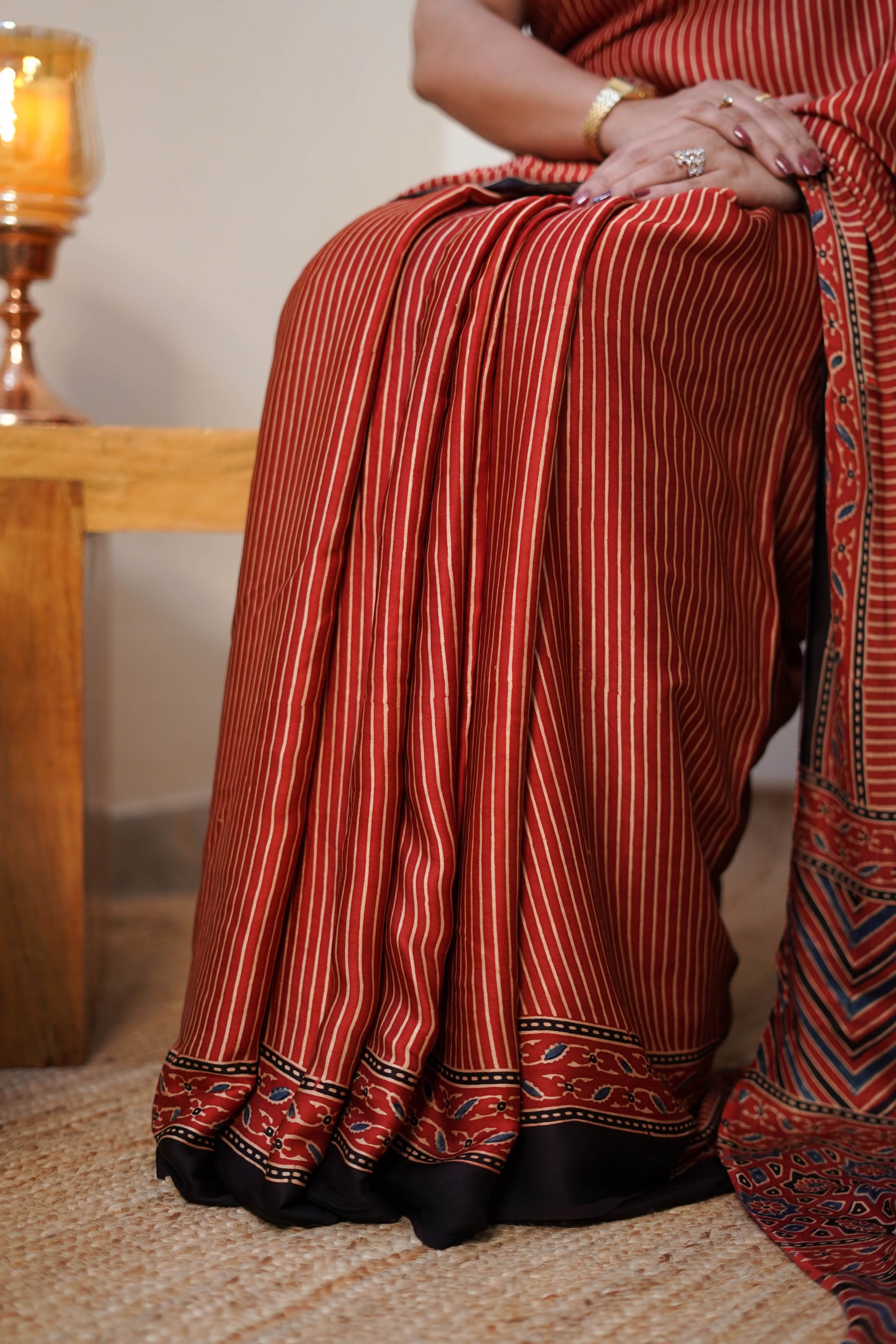 Rust Stripes Modal Saree