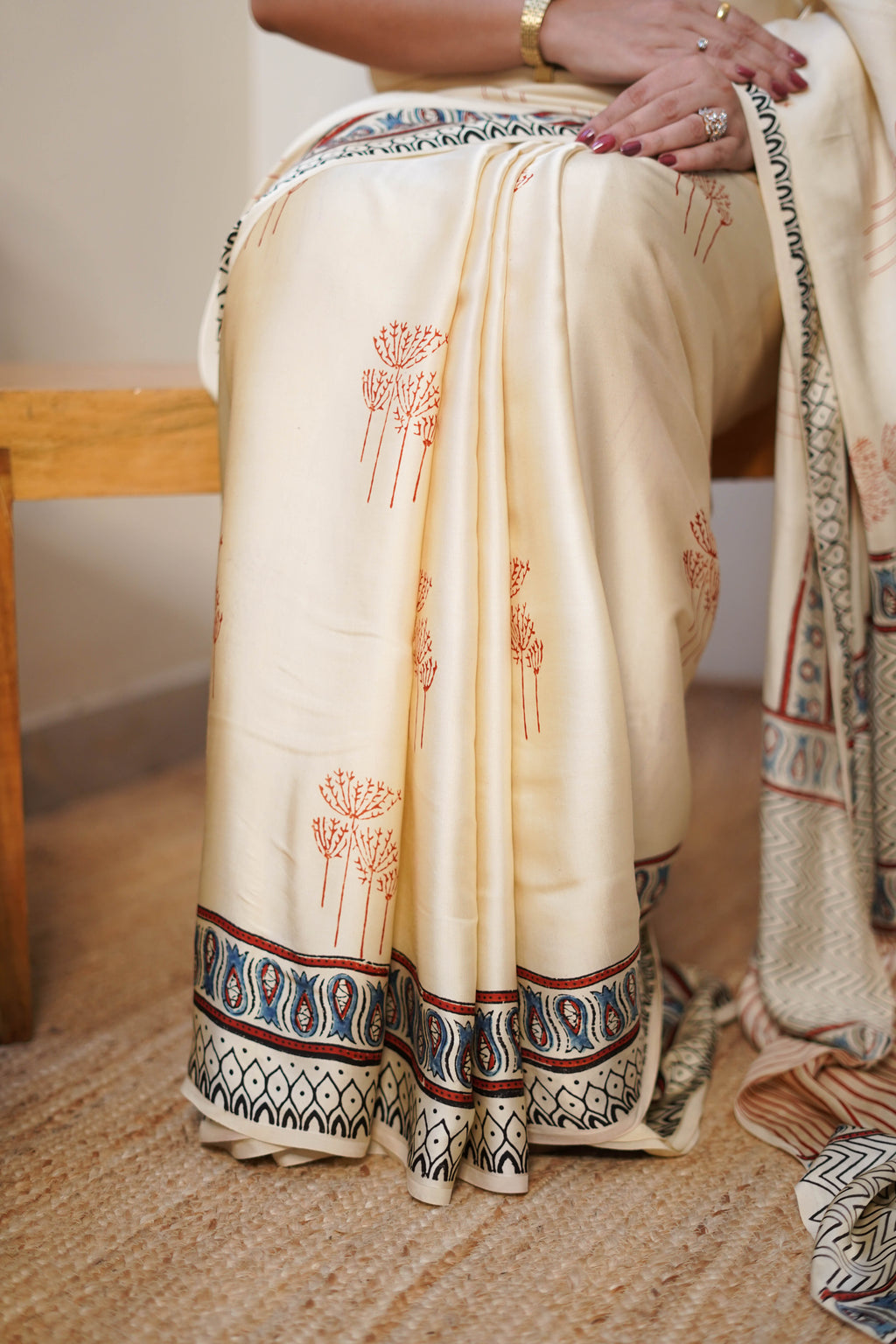Ivory Printed Modal Saree