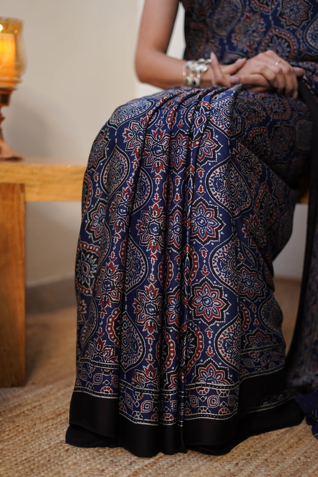 Navy Blue Printed Modal Saree