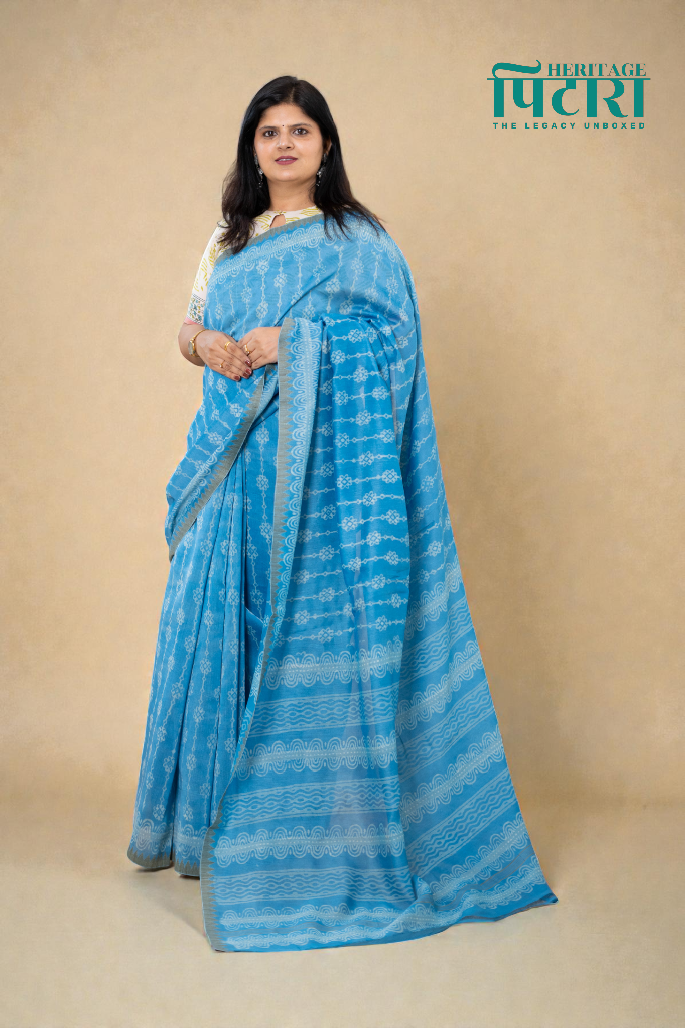 Elegant Chanderi Silk Saree in Light Blue with Abstract Patterns