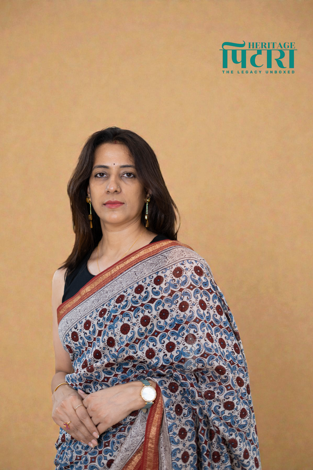 Handwoven Bagh Print Maheshwari Silk Saree with Traditional Borders