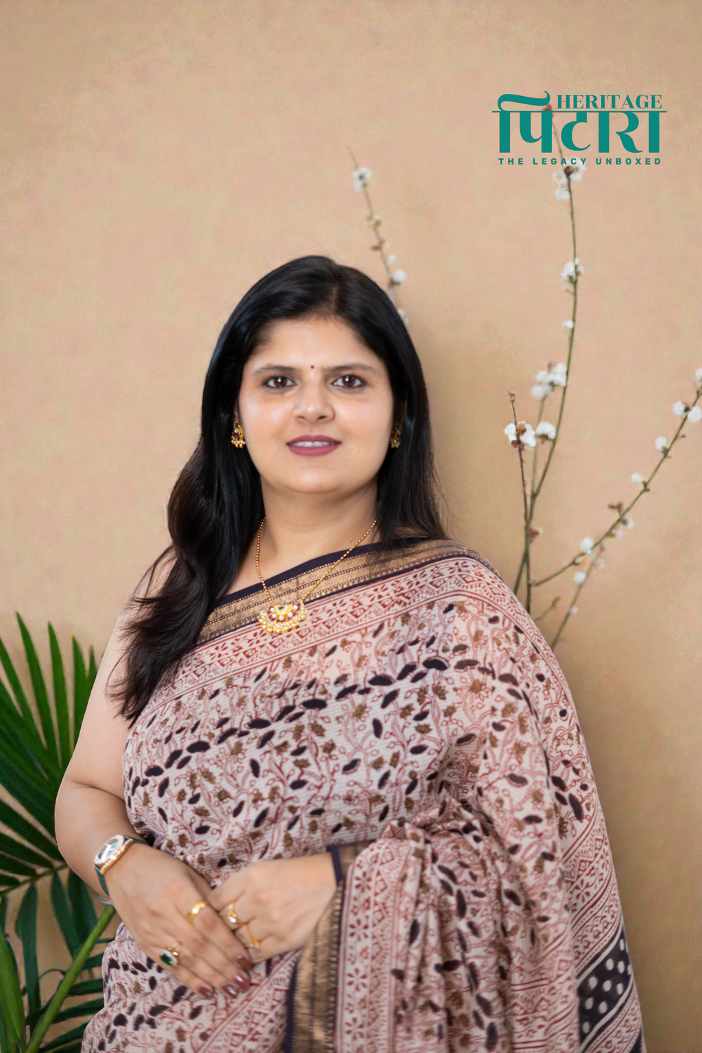 Handcrafted Bagh Print Maheshwari Silk Saree