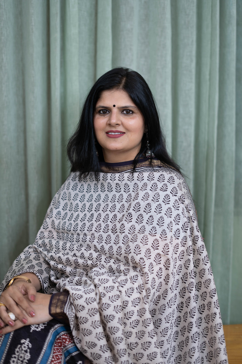 Pure Cotton Bagh Handblock Printed Suit Set with Mul Cotton Dupatta – Black & White