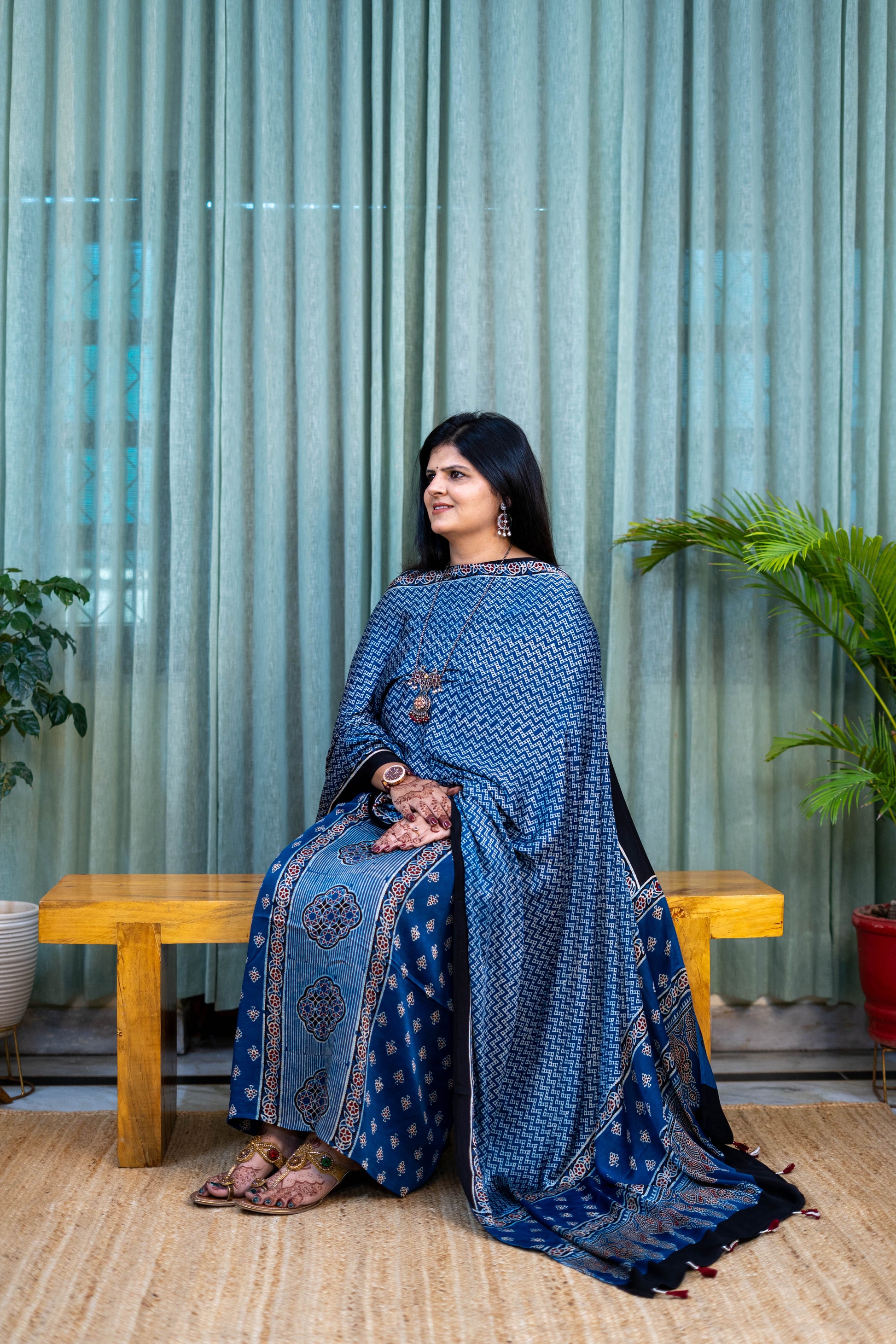 Heritage Pitara Indigo Blue Modal Suit with Traditional Block Print Dupatta