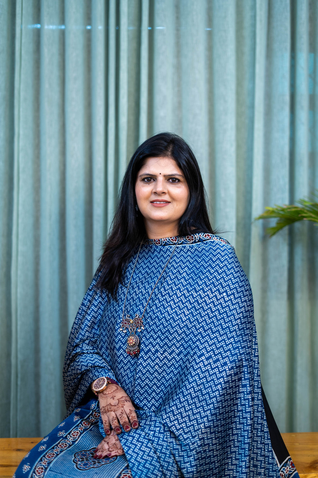Heritage Pitara Indigo Blue Modal Suit with Traditional Block Print Dupatta