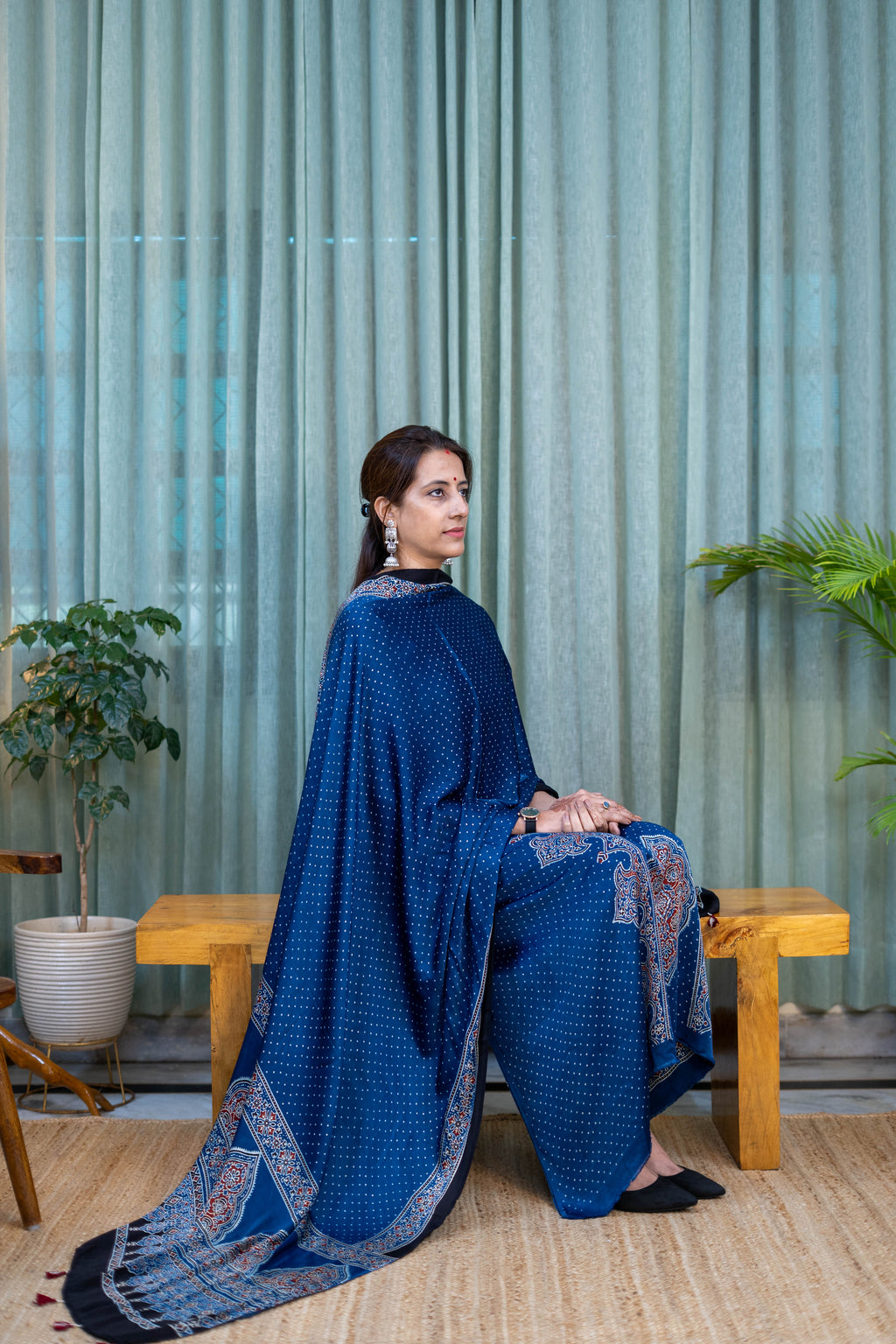 Heritage Pitara Deep Indigo Modal Suit with Traditional Paisley Print Dupatta