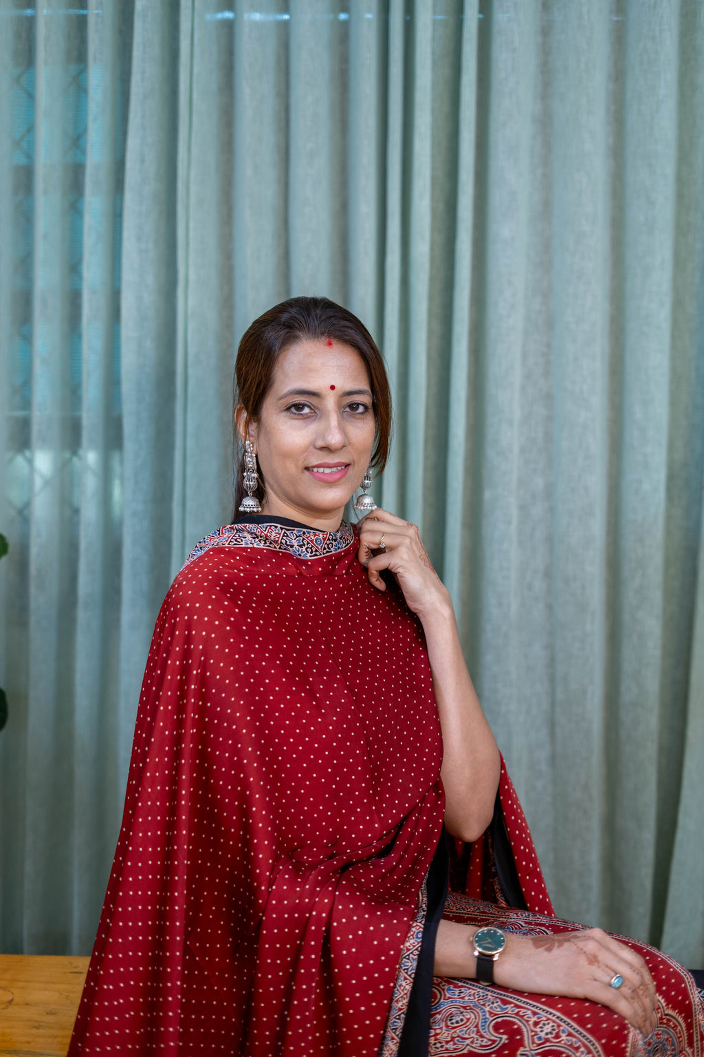 Heritage Pitara Crimson Red Modal Suit with Traditional Paisley Printed Dupatta