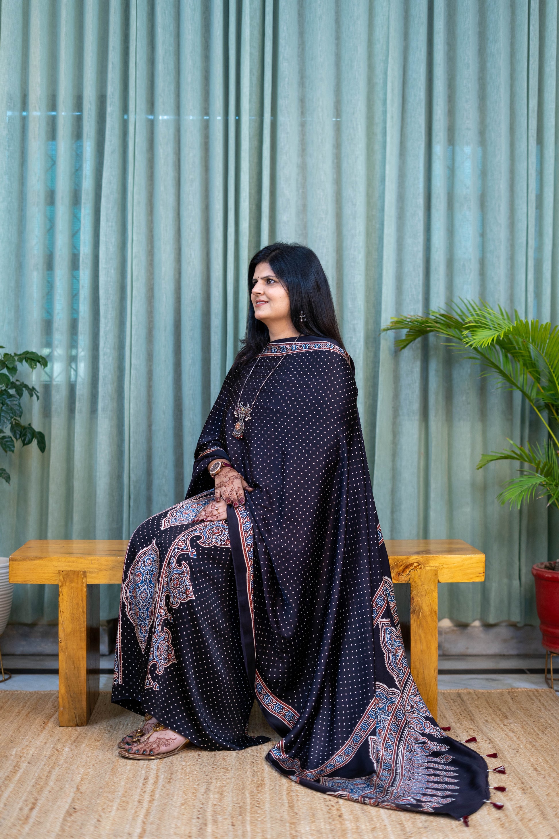 Heritage Pitara Black Modal Suit with Paisley Printed Dupatta