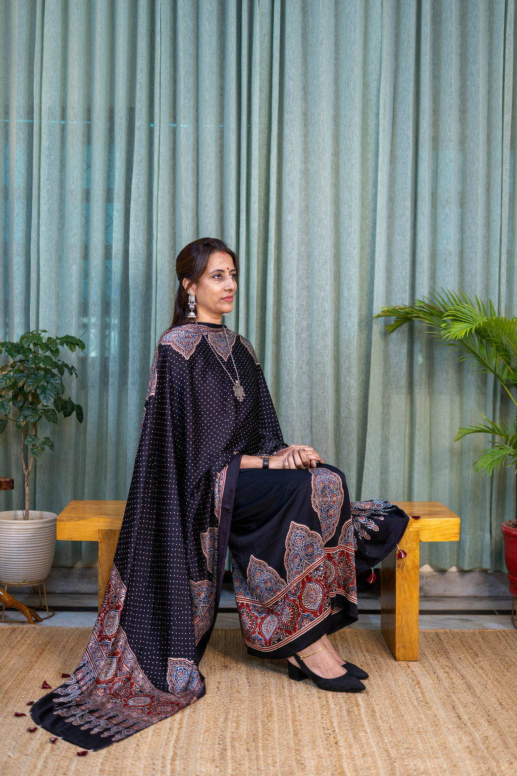 Heritage Pitara Black Modal Suit with Ajrakh Inspired Printed Dupatta