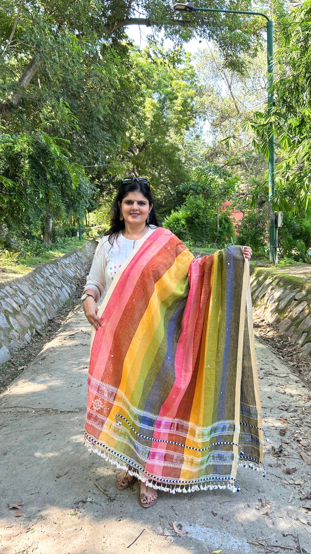 Sunset Stripes Bhujodi Dupatta